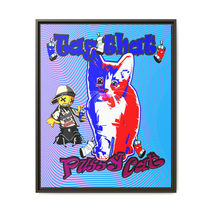 tag that - framed canvas art (light blue-purple wave)