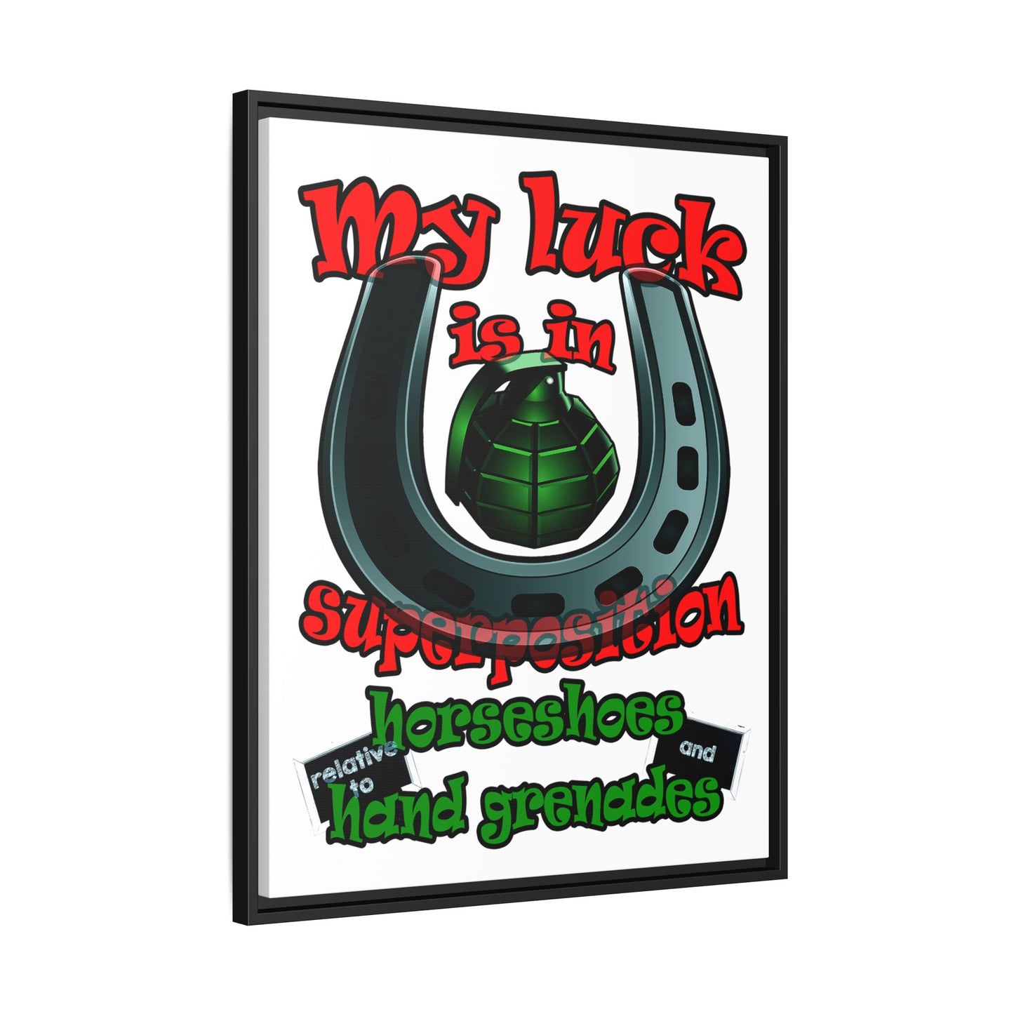 my luck - framed canvas art (white)