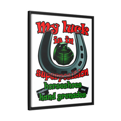 my luck - framed canvas art (white)