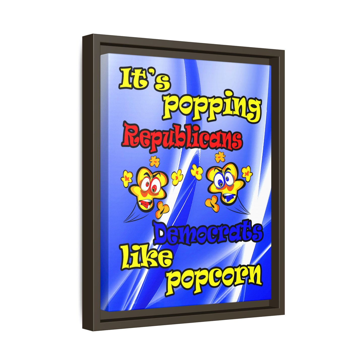 popping like popcorn - framed canvas art (blue-white wave)