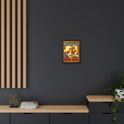 love peace - framed canvas art (brown papyrus)