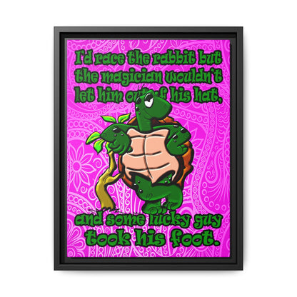 turtle race - framed canvas art (pink swirl)