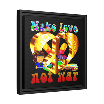 love peace - framed canvas art (black)