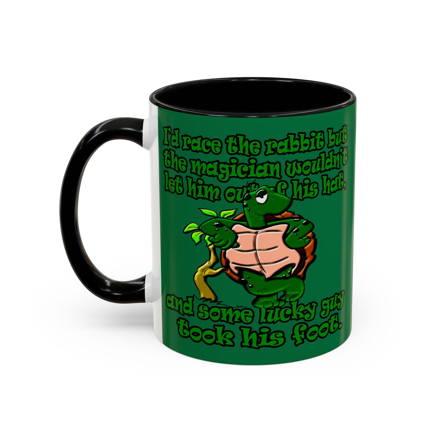 turtle race - Accent Mug (dark green)