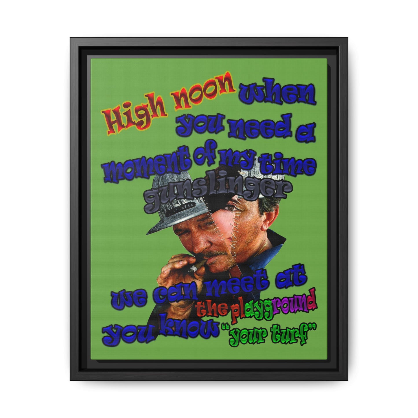 high noon - framed canvas art (green)