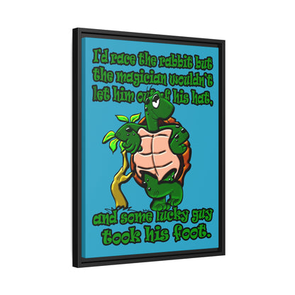 turtle race - framed canvas art (turquoise)