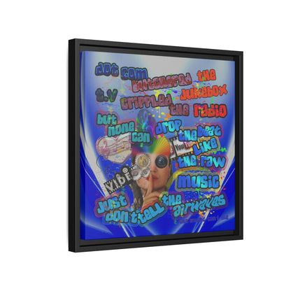drop the beat - framed canvas art (blue-white wave)