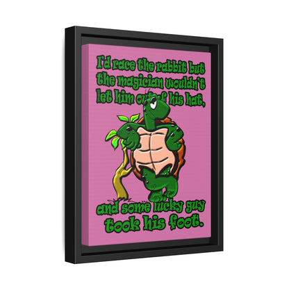 turtle race - framed canvas art (light pink)