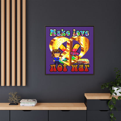 love peace - framed canvas art (purple)