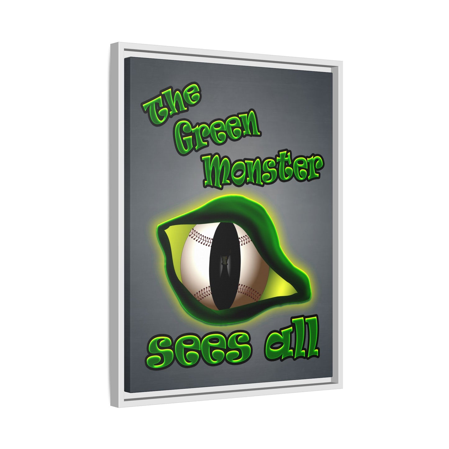 green monster - framed canvas art (grey-light grey)