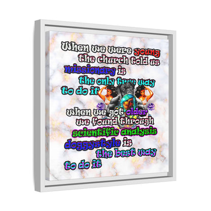 doggystyle - framed canvas art (white marble)