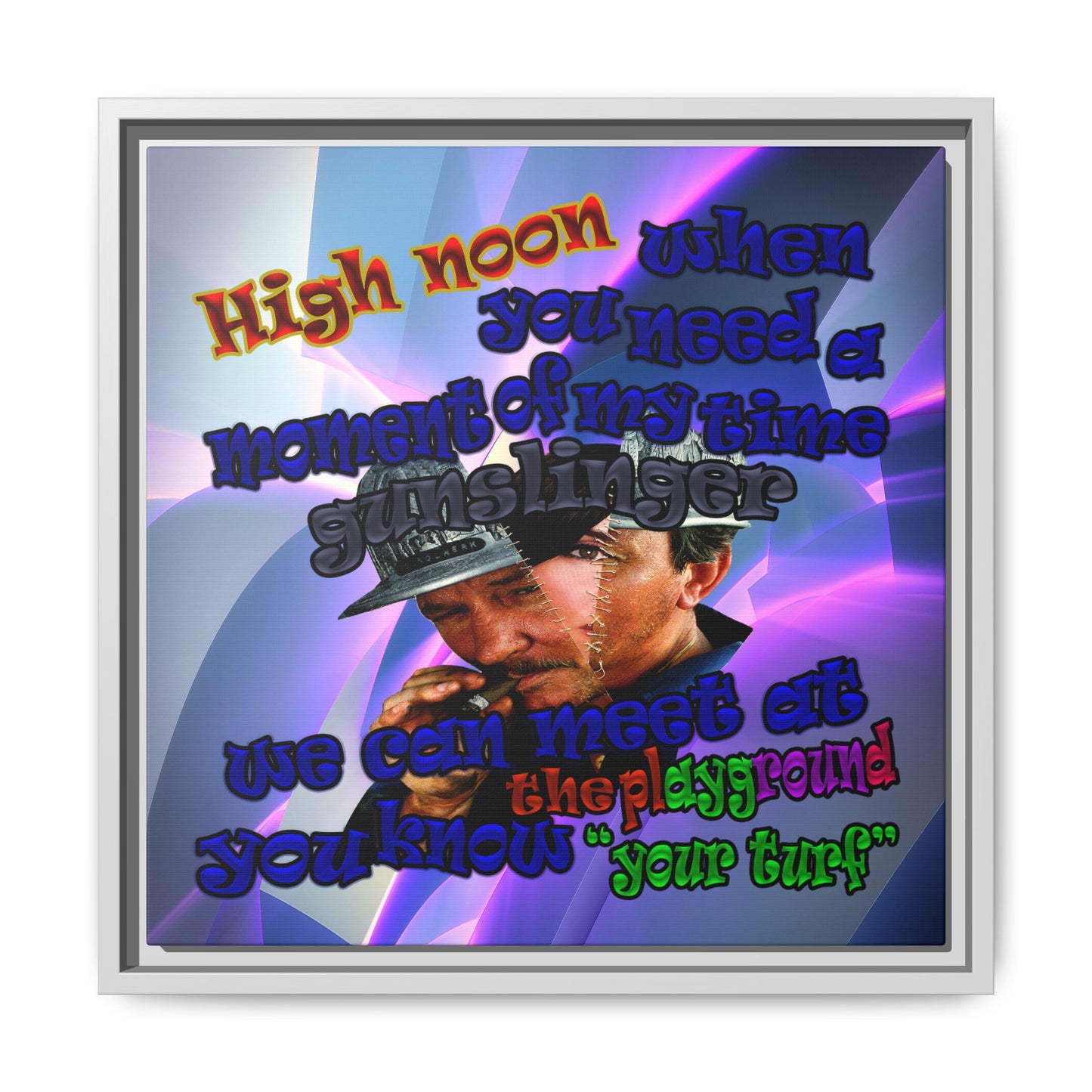high noon - framed canvas art (grey-pink wave)