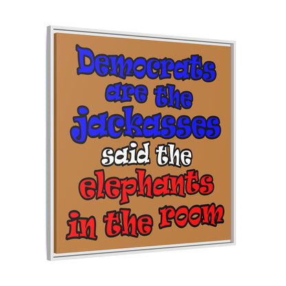donkeys and elephants - framed canvas art (light brown)