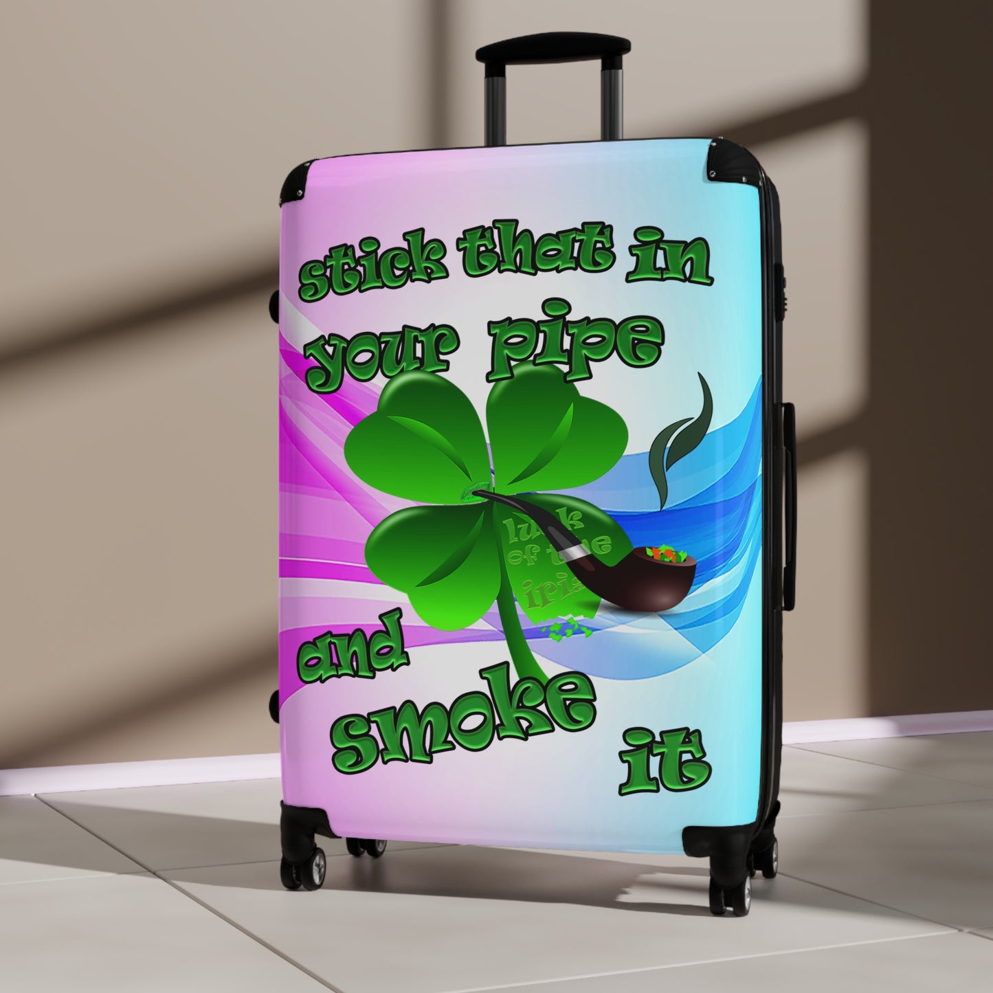 stick that in your pipe and smoke it - Suitcase (light blue-pink wave)
