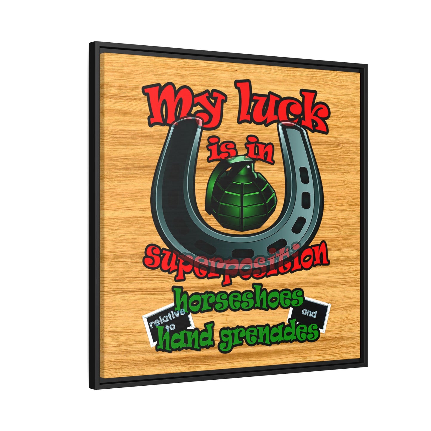 my luck - framed canvas art (butterscotch wood finish)