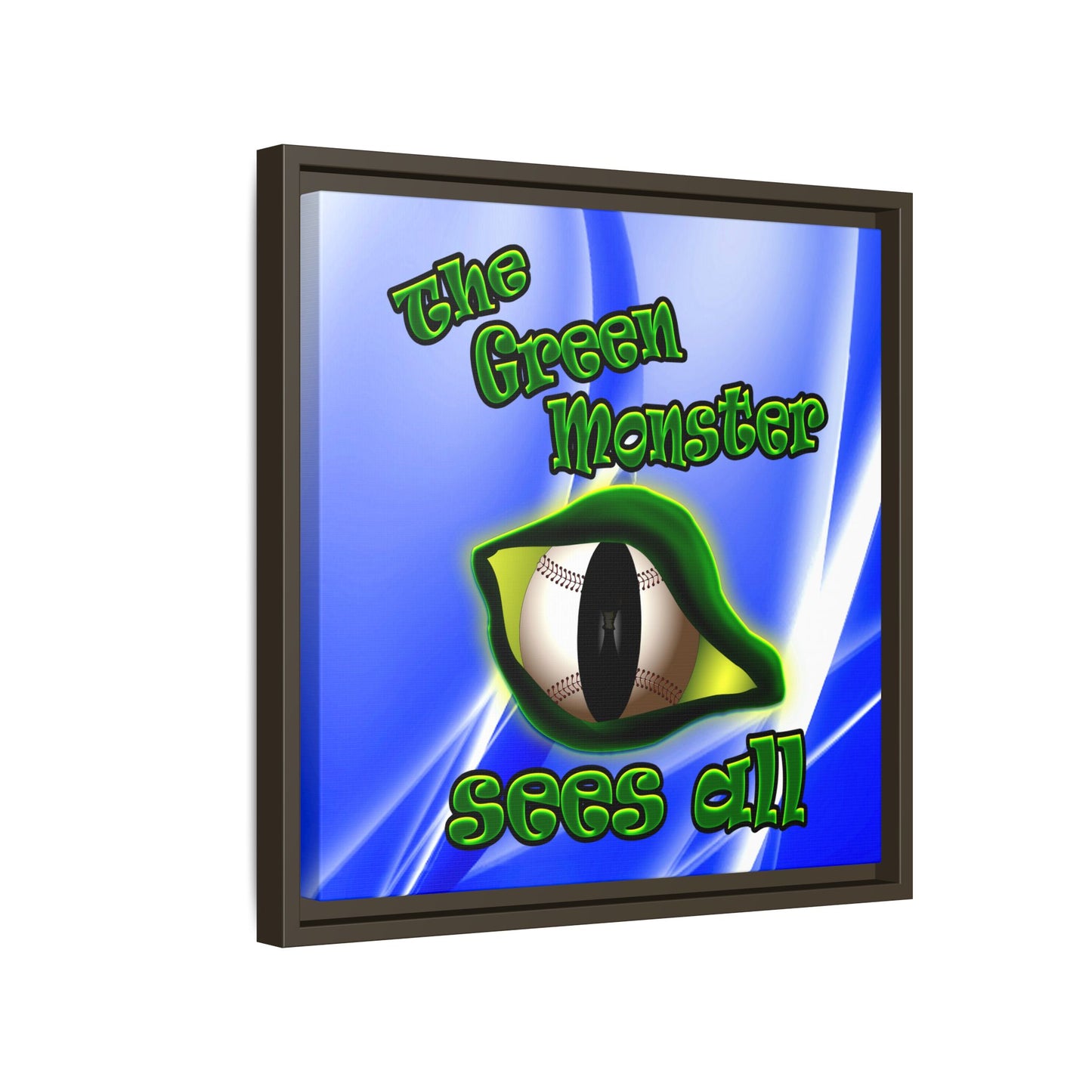 green monster - framed canvas art (blue-white wave)