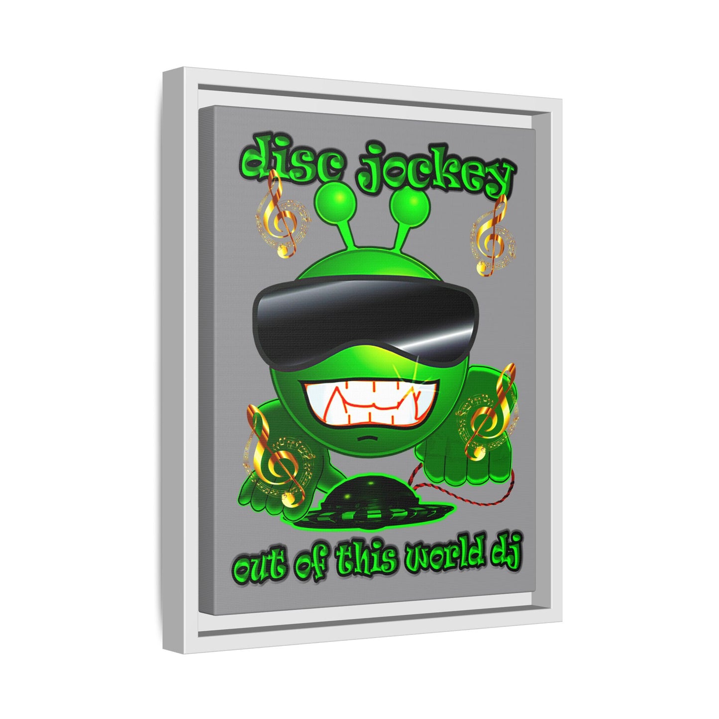 disc jockey - framed canvas art (grey)
