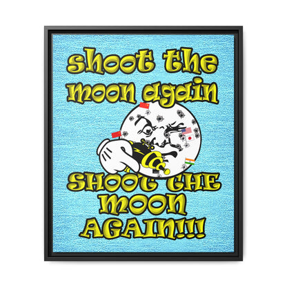 shoot the moon again - framed canvas art (faded blue)