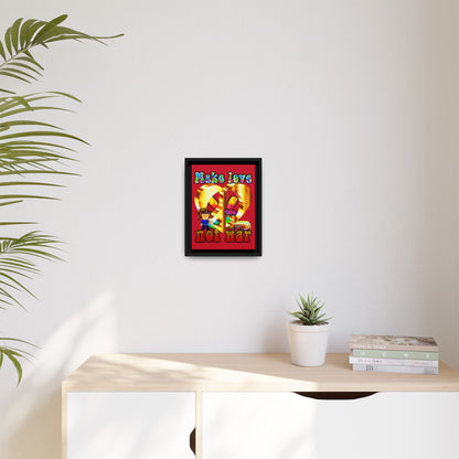 love peace - framed canvas art (dark red)