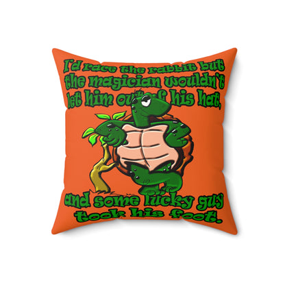 turtle race - Faux Suede Square Pillow - (orange)