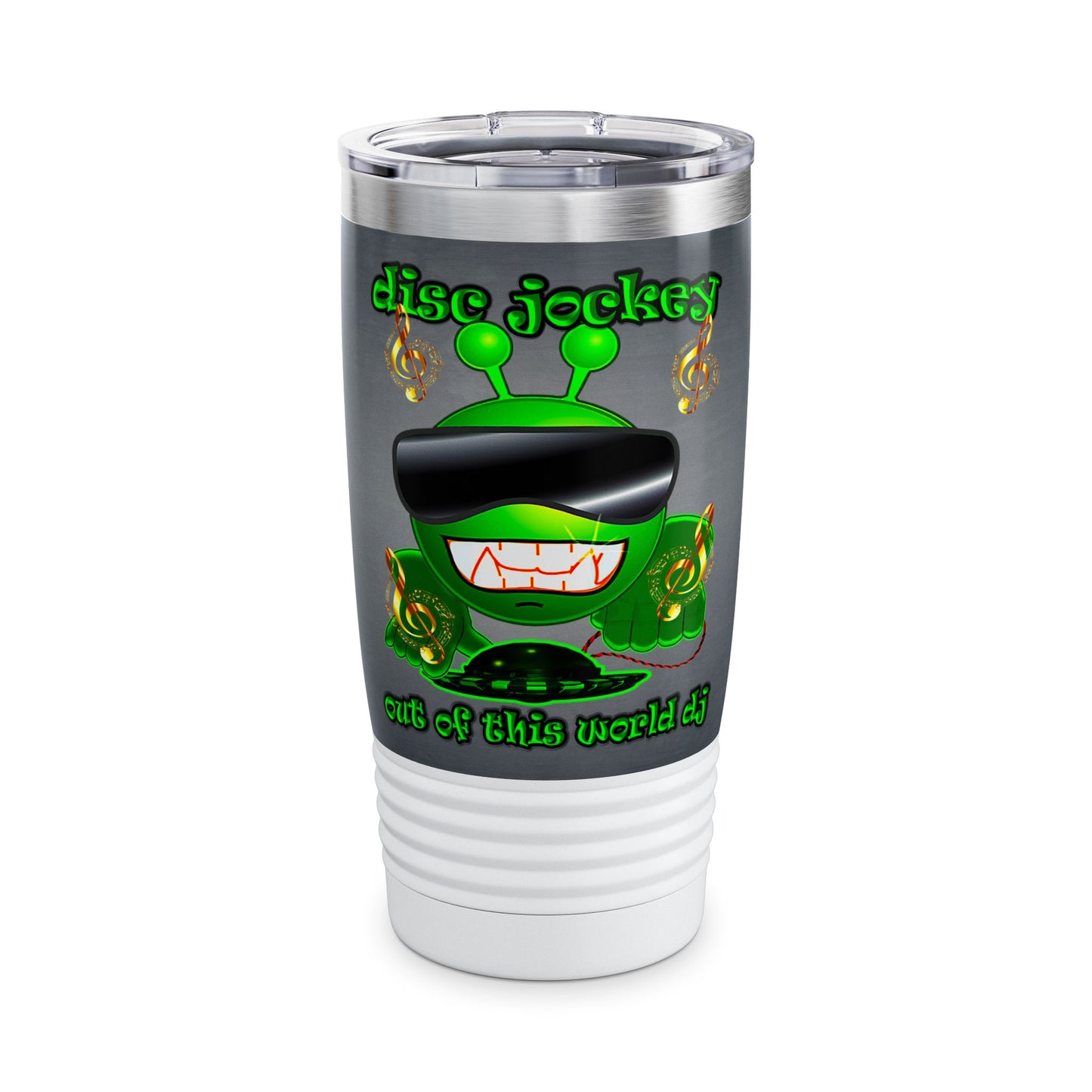 disc jockey - Ringneck Tumbler, 20oz (grey-light grey)