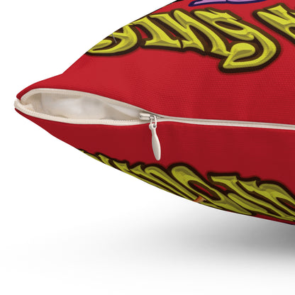 the bum's shit - Spun Polyester Square Pillow - (dark red)