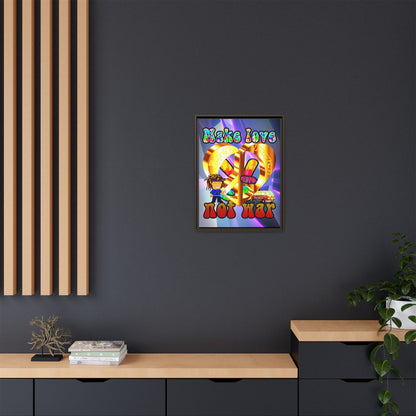 love peace - framed canvas art (grey-pink wave)