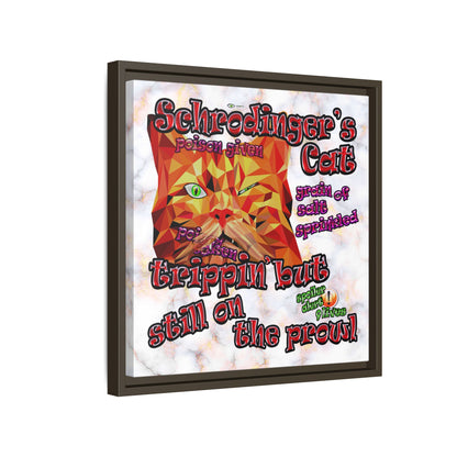 schrodinger's cat - framed canvas art (white marble)