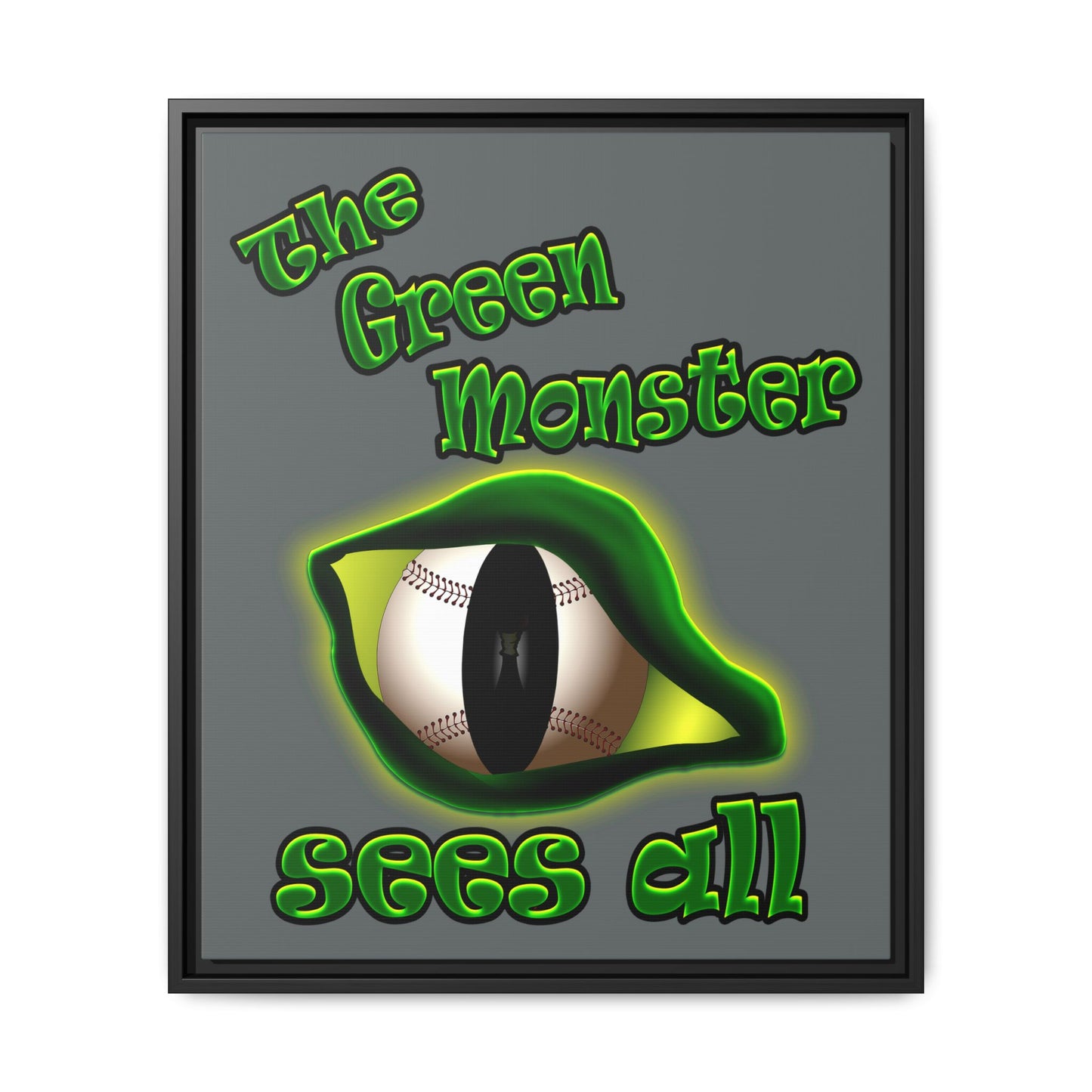 green monster - framed canvas art (dark grey)