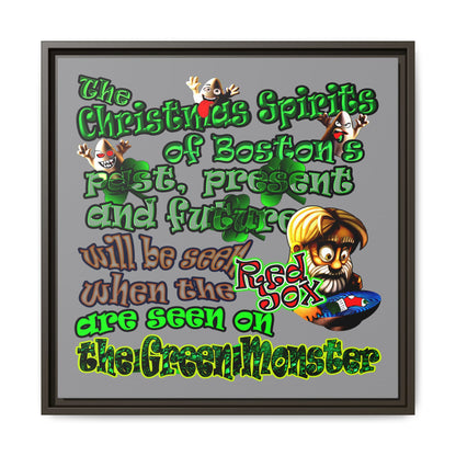 christmas spirits of boston - framed canvas art (grey)
