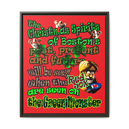 christmas spirits of boston - framed canvas art (red)