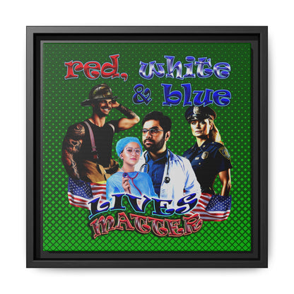 rw&b lives matter - framed canvas art (logo green)