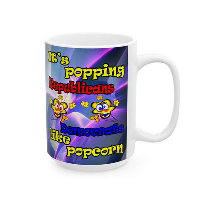 popping like popcorn - White Mug (grey-pink wave)