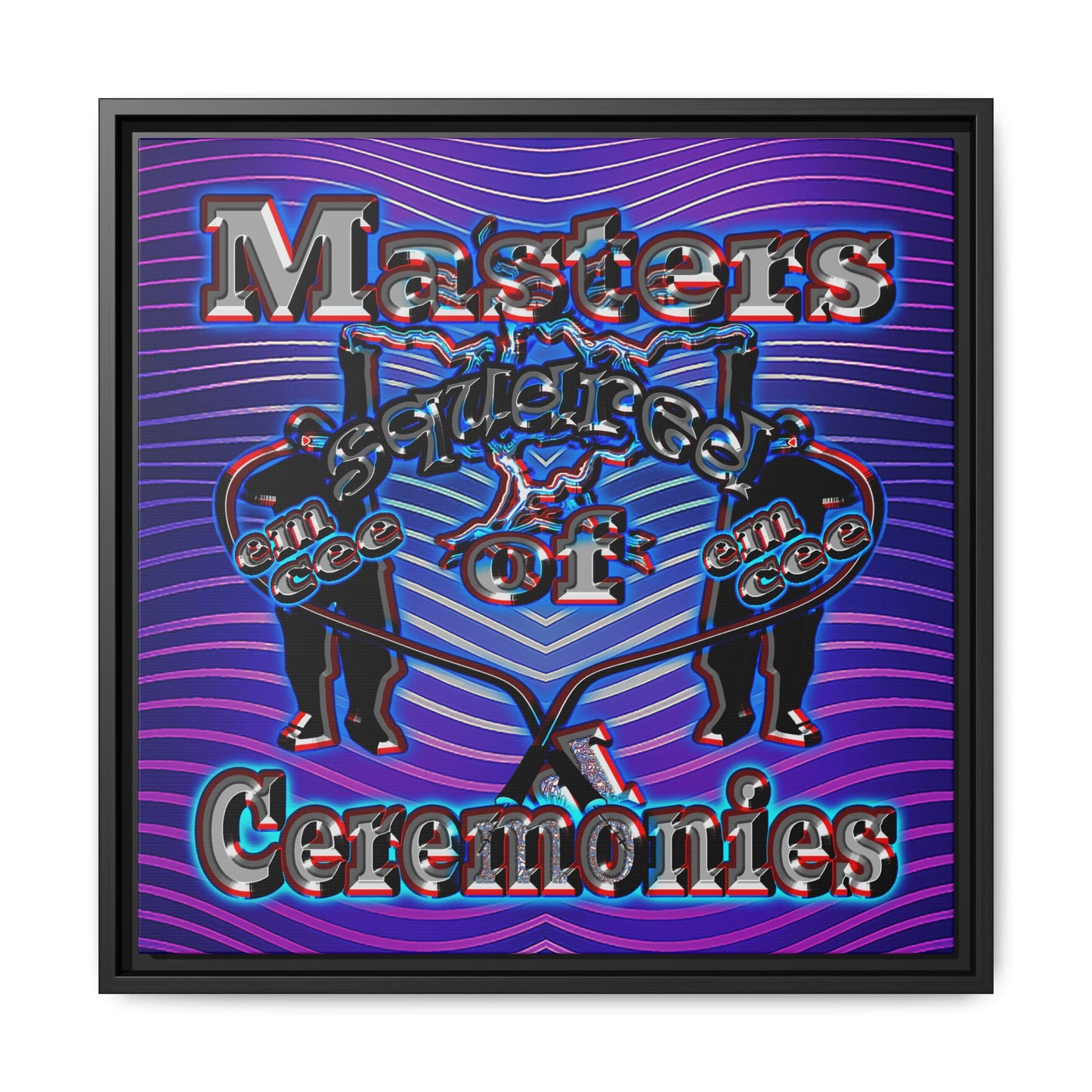 em cee squared - framed canvas art (purple wave)