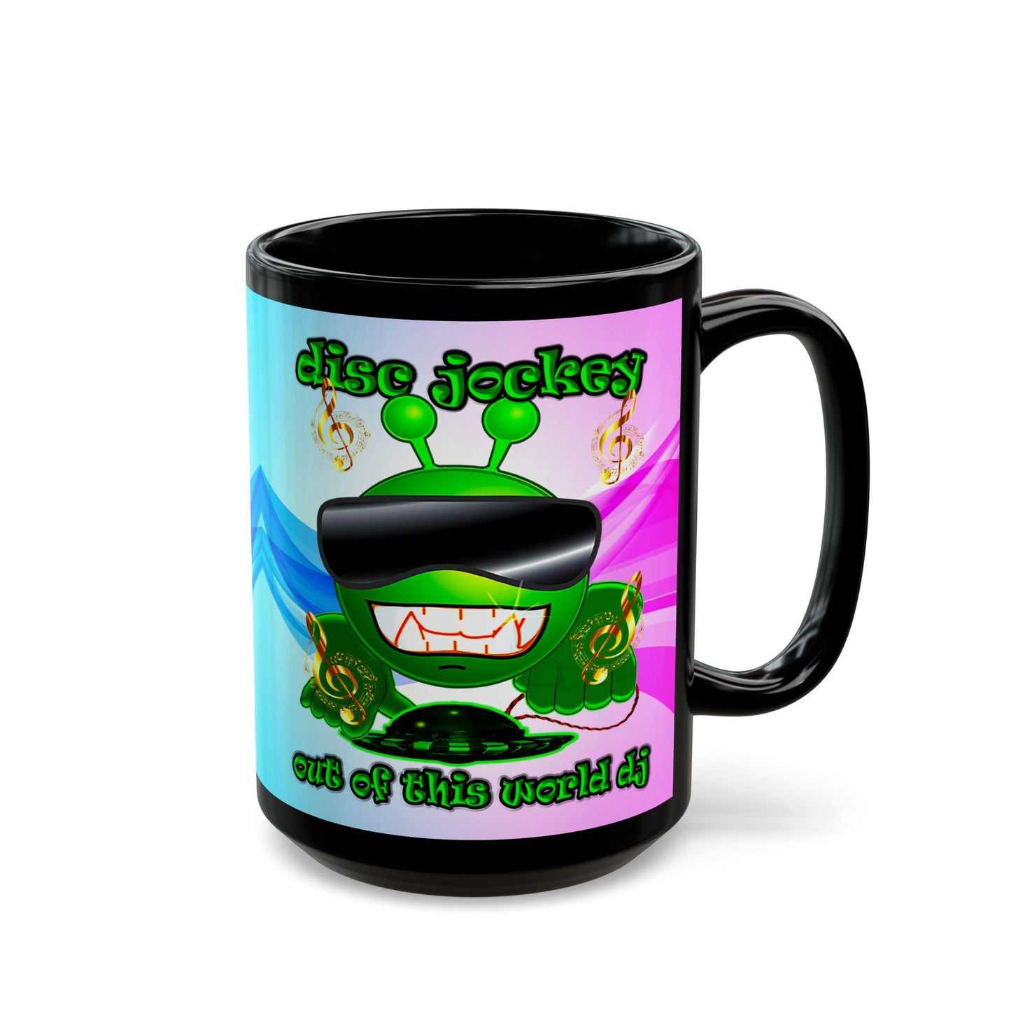 disc jockey - Black Mug (light blue-pink wave)