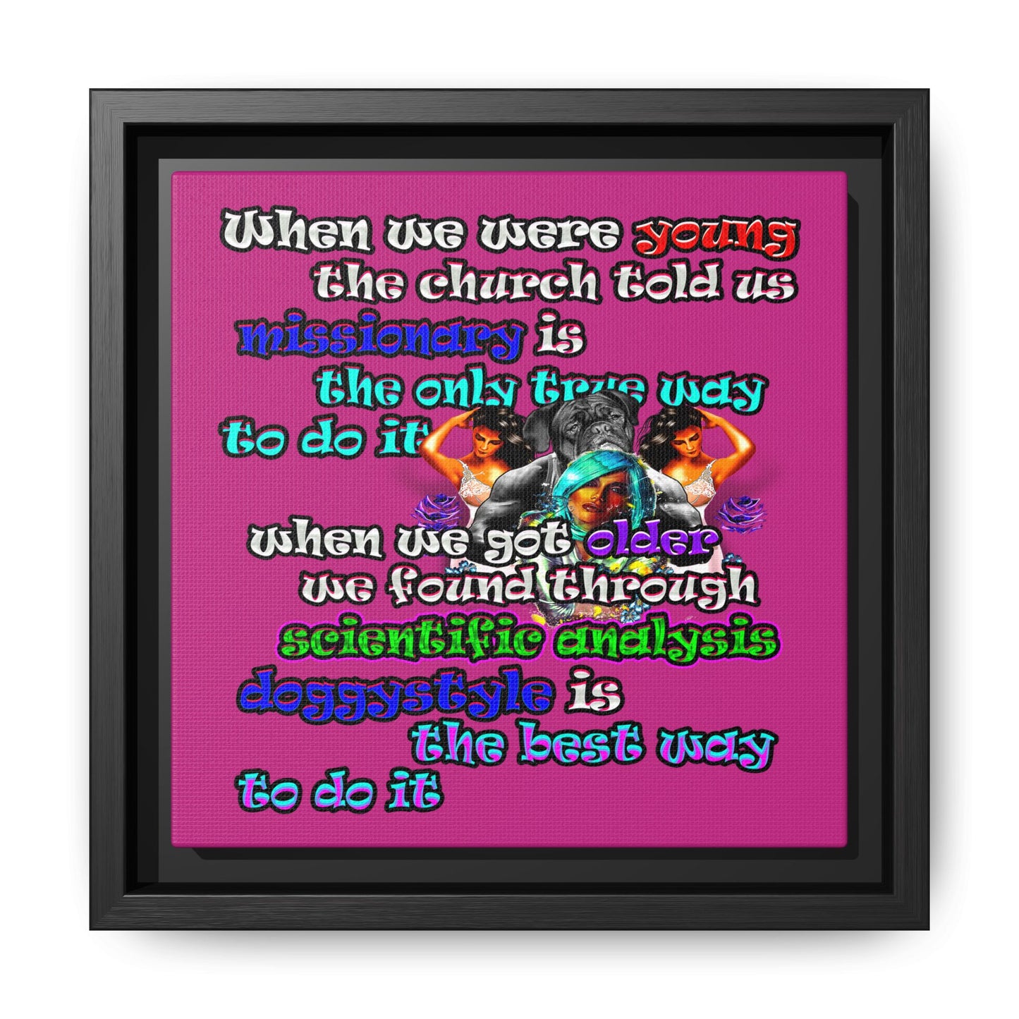 doggystyle - framed canvas art (pink)