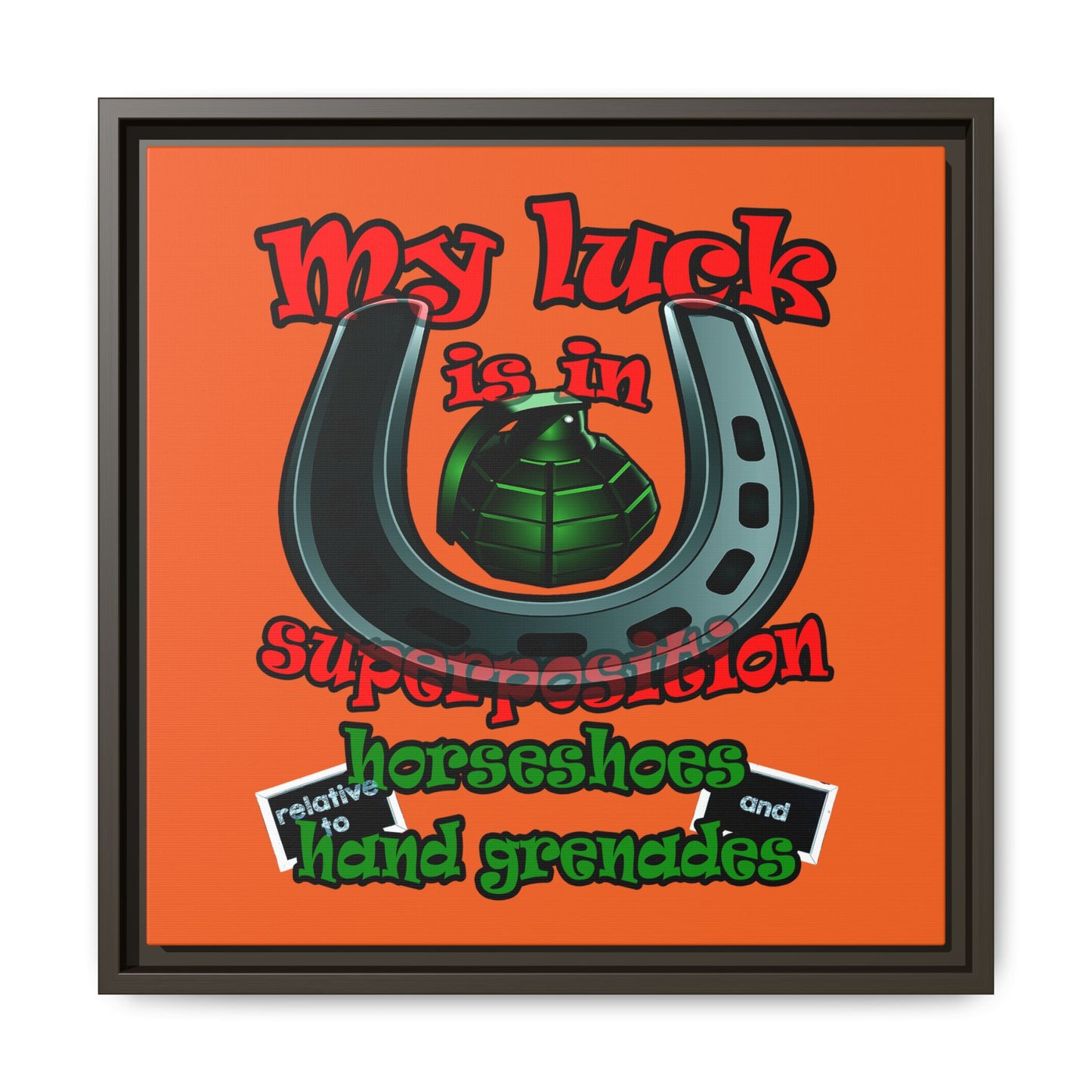my luck - framed canvas art (orange)