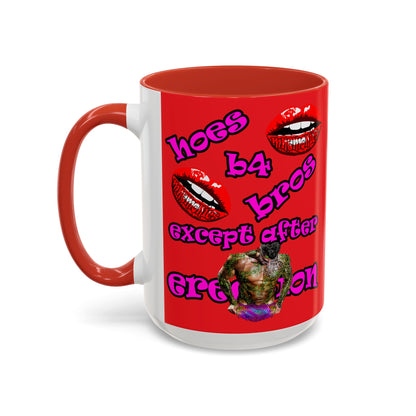 hoes b4 bros - Accent Mug (red)
