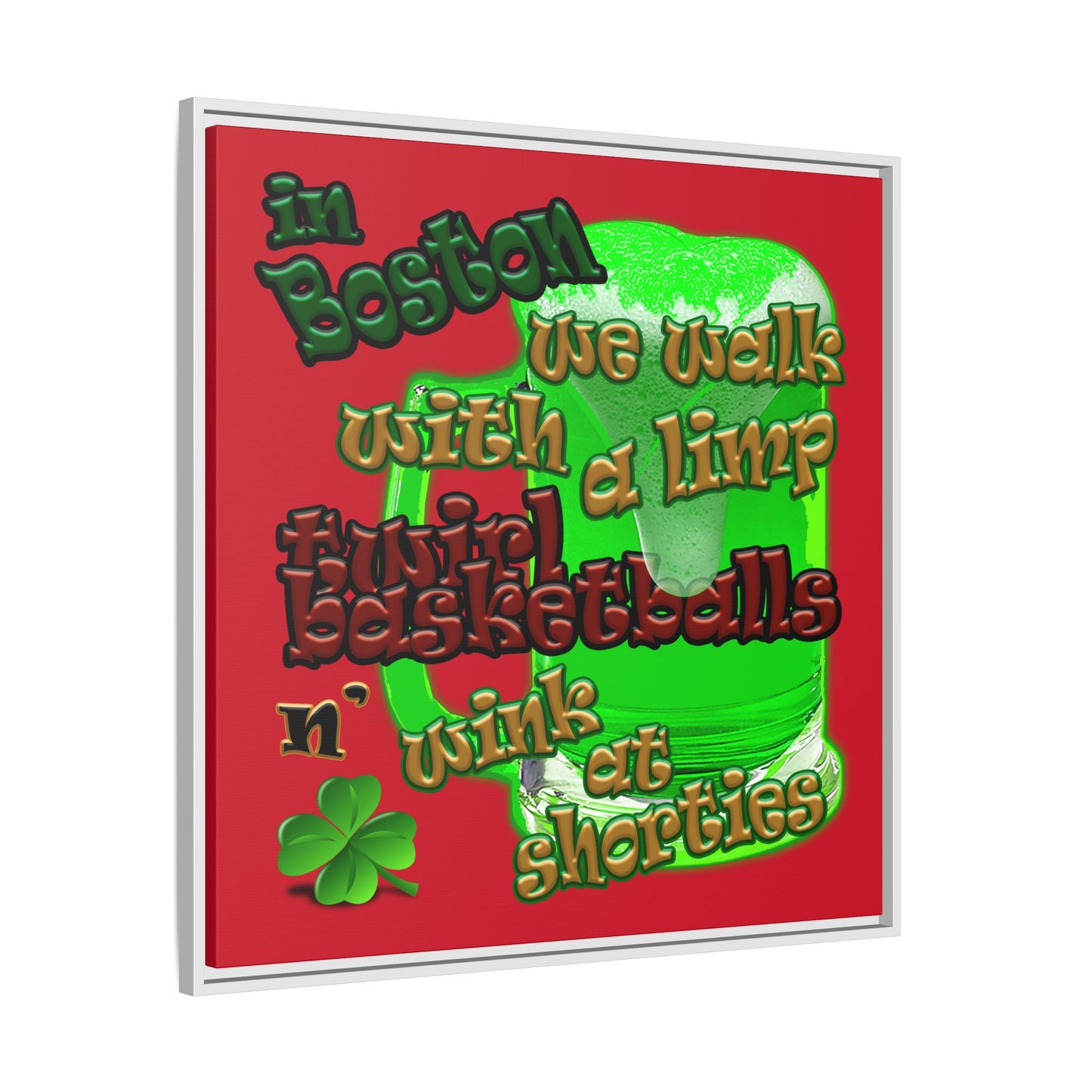 celtics logo - framed canvas art (dark red)