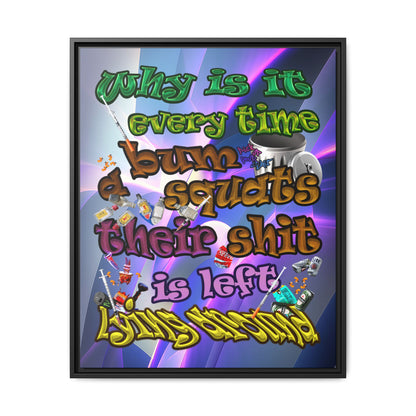the bum's shit - framed canvas art (grey-pink wave)