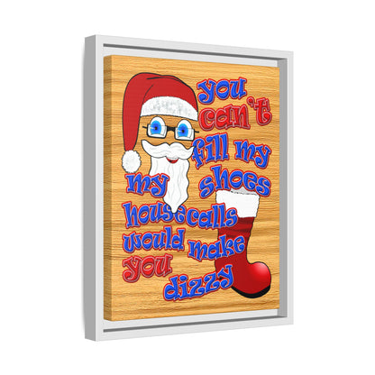 santa's shoes - framed canvas art (butterscotch wood finish)