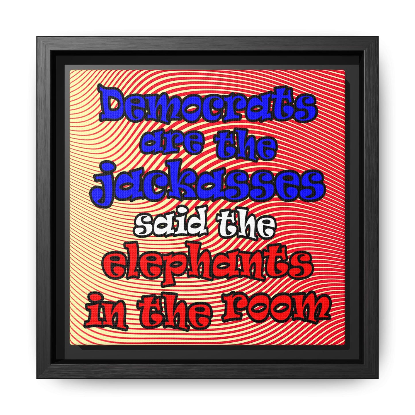 donkeys and elephants - framed canvas art (yellow-orange wave)