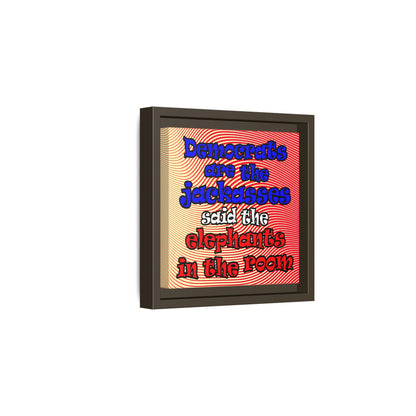 donkeys and elephants - framed canvas art (yellow-orange wave)