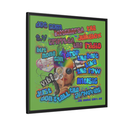drop the beat - framed canvas art (green)