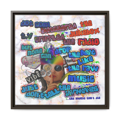 drop the beat - framed canvas art (white marble)