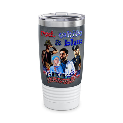 rw&b lives matter - Ringneck Tumbler, 20oz (grey-light grey)