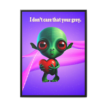 I don't care that your grey - framed canvas art (purple-pink wave)