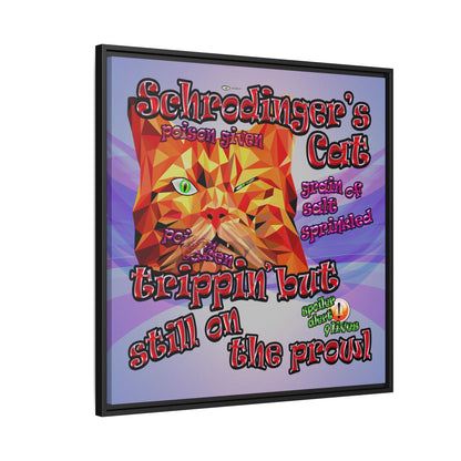 schrodinger's cat - framed canvas art (light blue-pink wave)