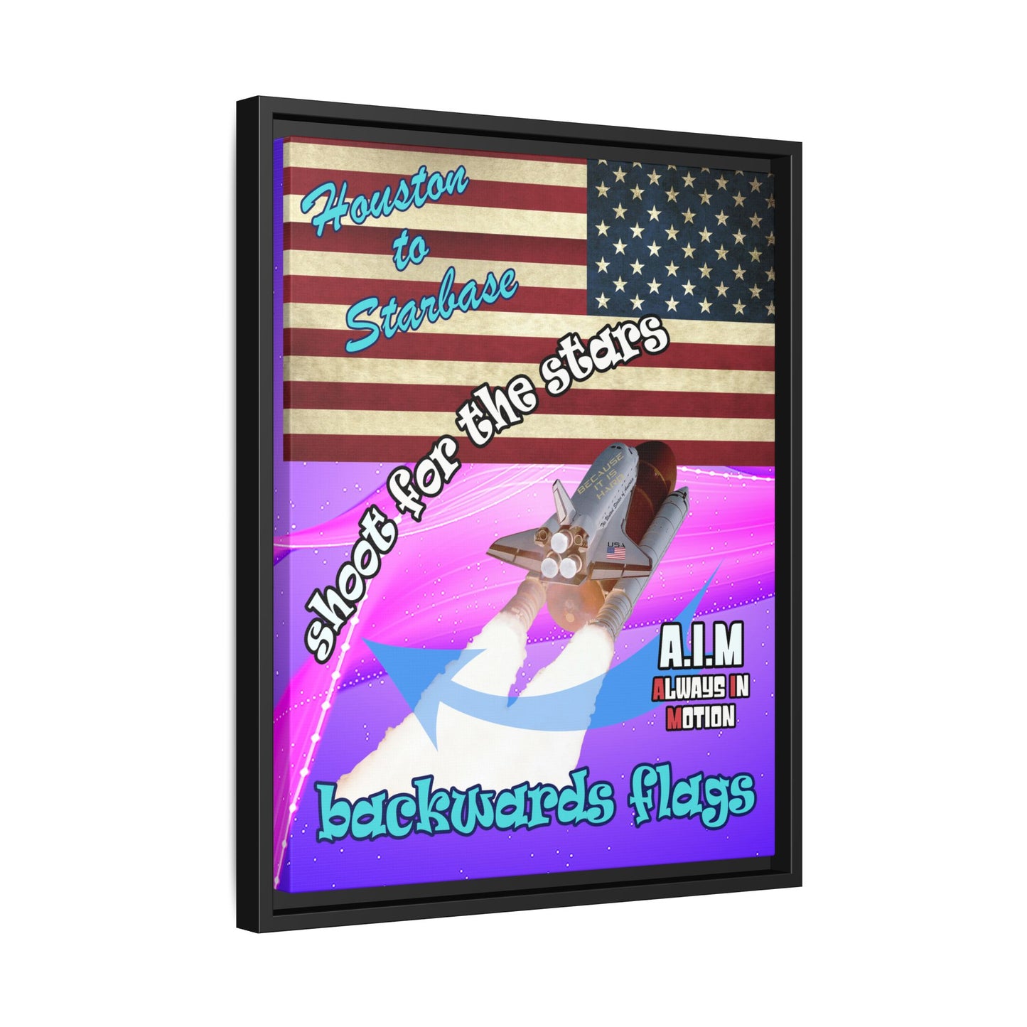 shoot for the stars - framed canvas art (purple-pink wave)