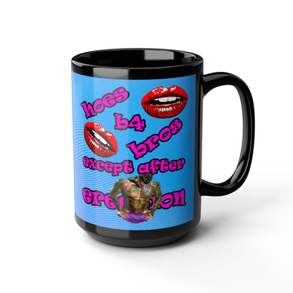 hoes b4 bros - Black Mug (light blue-purple wave)